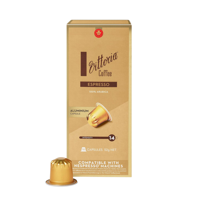 VITTORIA COFFEE ESPRESSO ALUM COMP CAPS (10'S x 52G) [3643]