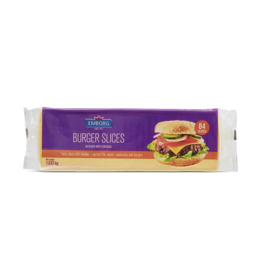 EMBORG COLOURED BURGER SLICES CHEESE 1.033KG (113825)