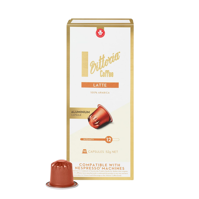 VITTORIA COFFEE LATTE ALUM COMP CAPS (10'S x 52G) [3650]