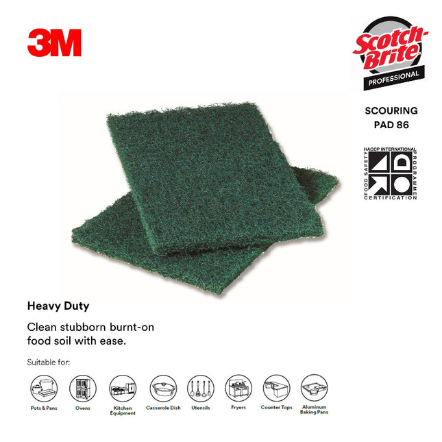 3M SCOURING PAD H-DUTY 6"x9" #86