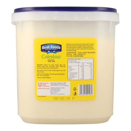 BEST FOOD COLESLAW DRESSING 3LTR