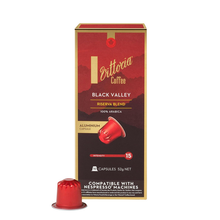 VITTORIA COFFEE BLACK VALLEY ALUM COMP CAPS (10'S x 52G) [3635]